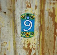 Ceramic House Address Number 9, 3.34inch Tall, Hand Decorated, House Number Signs, Door Numbers, Housewarming Gifts