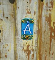 Ceramic House Address Number A, 3.34inch Tall, Hand Decorated, House Number Signs, Door Numbers, Housewarming Gifts